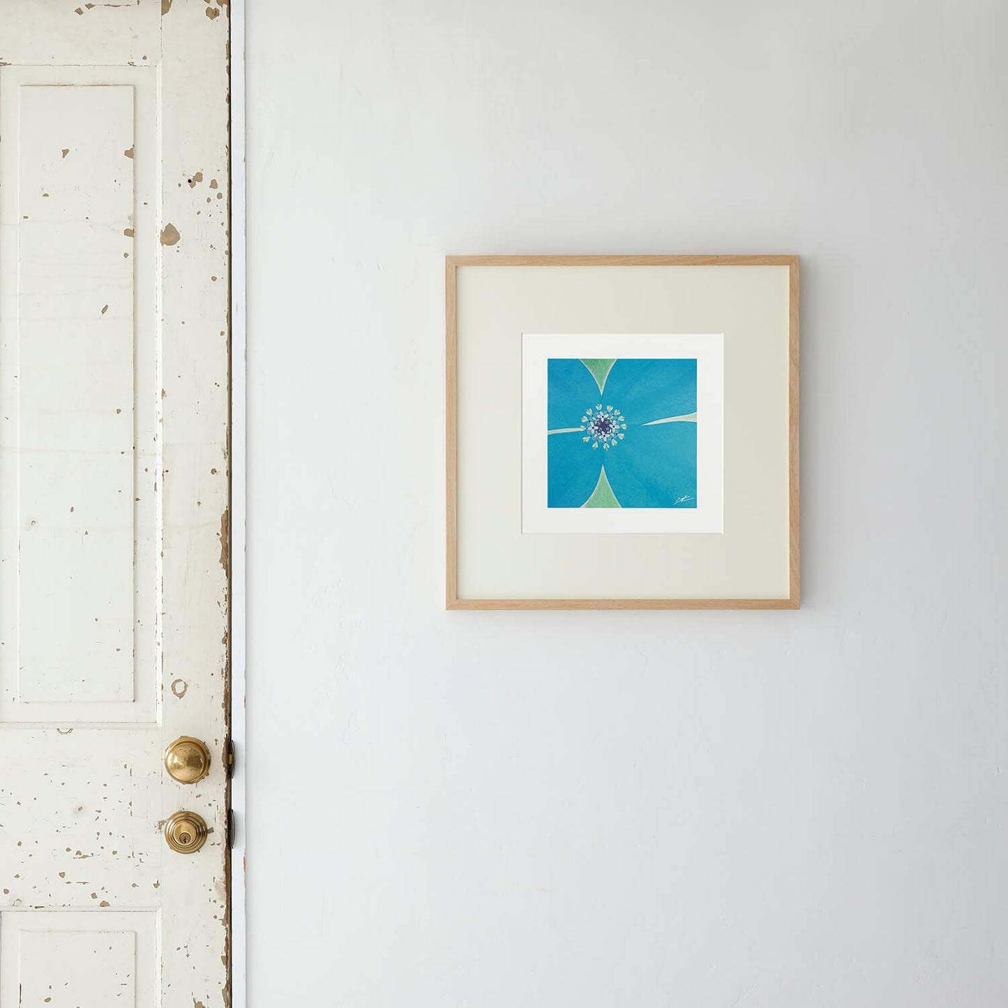 FAIRY FLOWER (Fairy Flower) blue, frame size 50+, with framed mat.