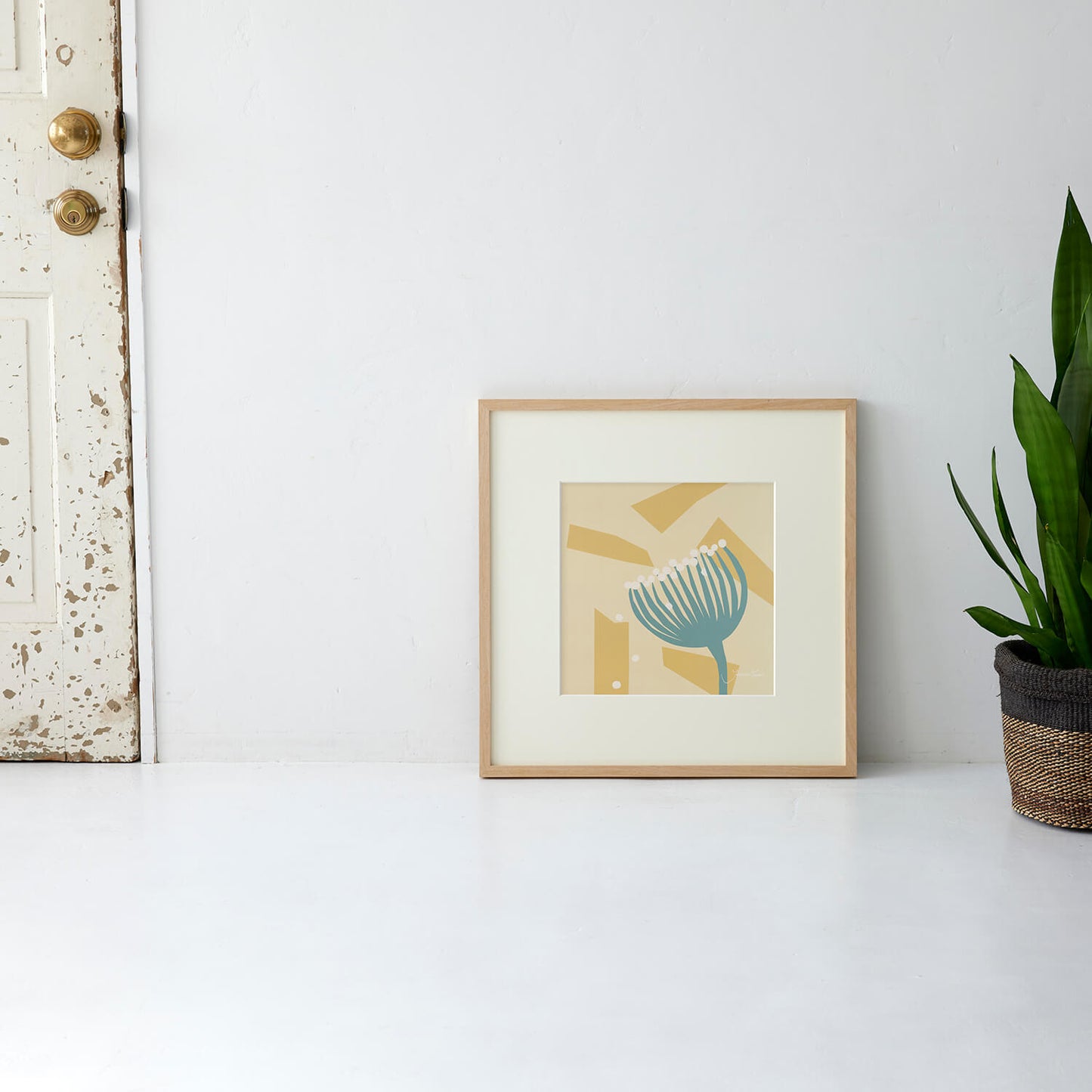 FLOWER (Flower) yellow frame 50+ with matting for framing.