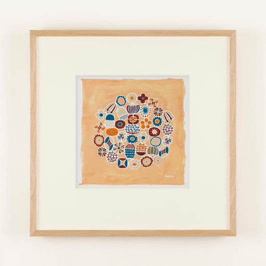 FLOWERS (apricot) framed print with 50mm frame and mat.