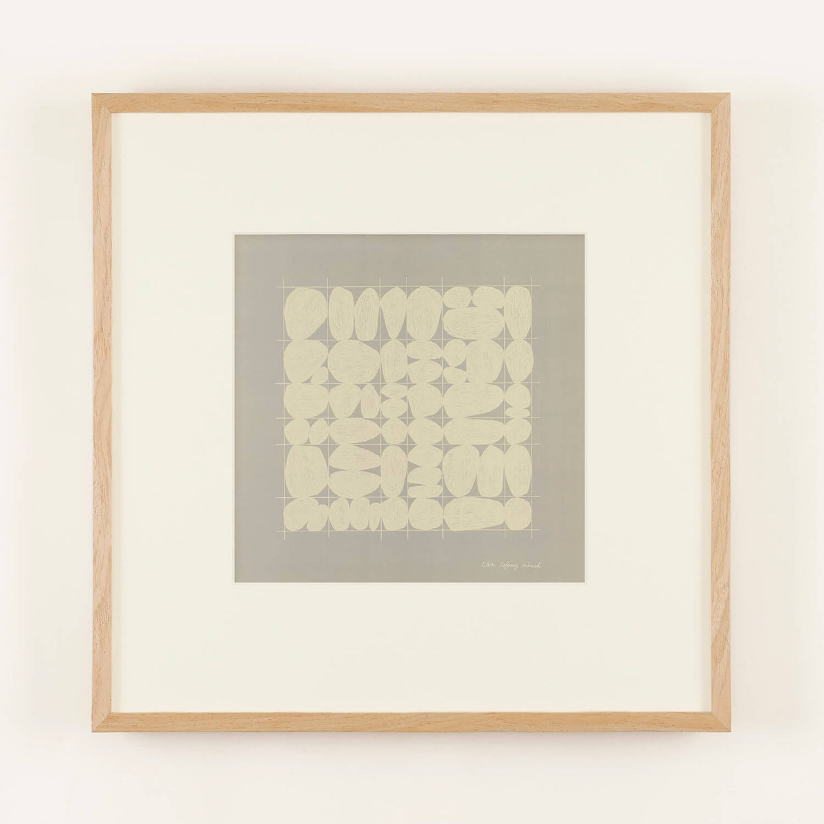 Stones Grid (Stones Grid) gray frame 50+ with framed mat.
