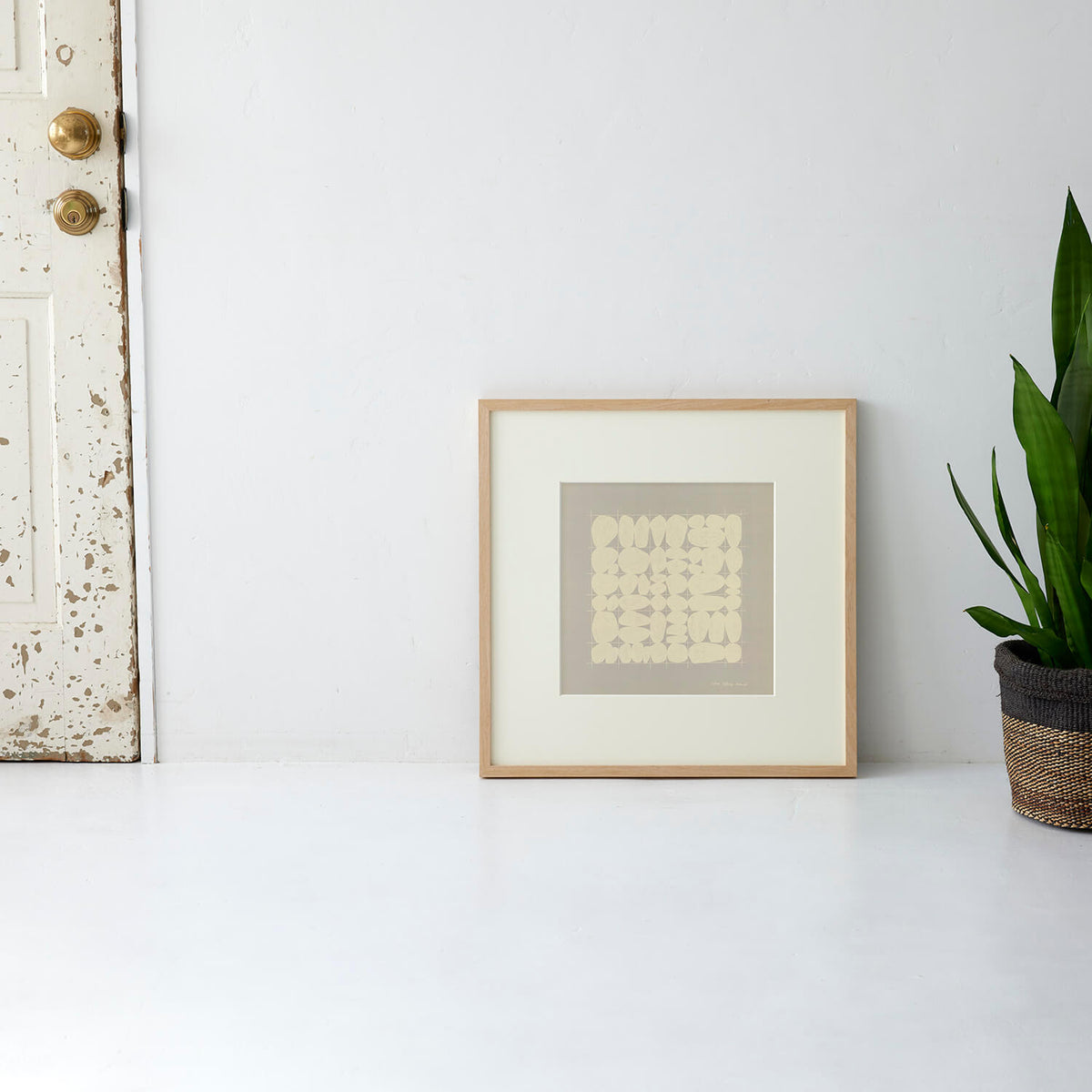 Stones Grid (Stones Grid) gray frame 50+ with framed mat.
