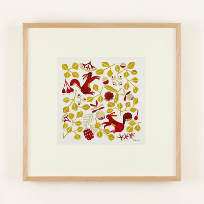 The Forest of Squirrels（リスノモリ ） フレーム50＋額装マット付き