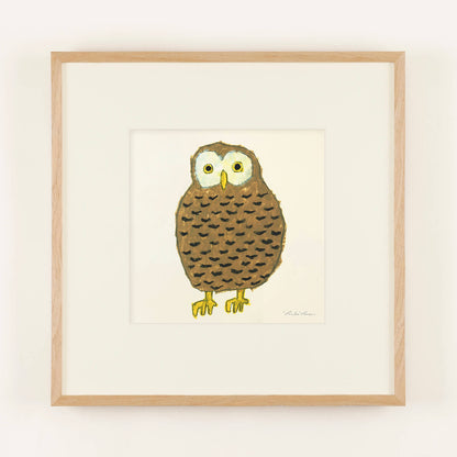 フクロウ　フレーム50＋額装マット付き